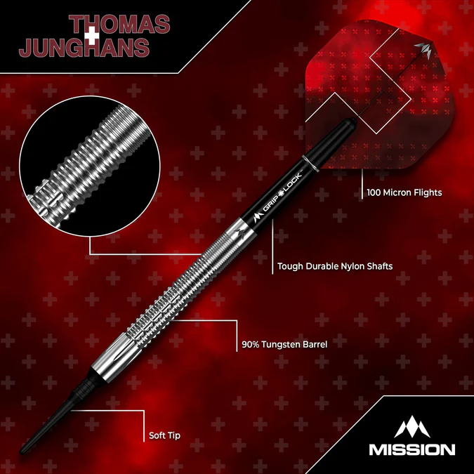 Thomas Junghans Mission 90% Tungsten Darts - Silver - Softdart